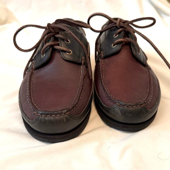 H.S. Trask Moc-Toe Dress Loafer Two Tone Leather Mens Size 10.5M Leather Laces - Picture 8 of 8